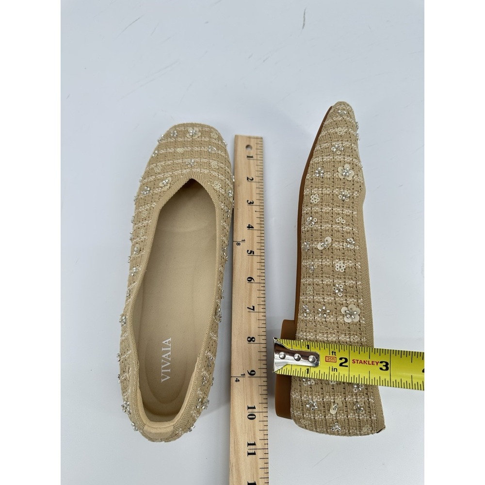 VIVAIA Margot 2.0 Square Toe V-Cut Knit Flats Beige Floral EU 39 US 8 NIB - Picture 9 of 14
